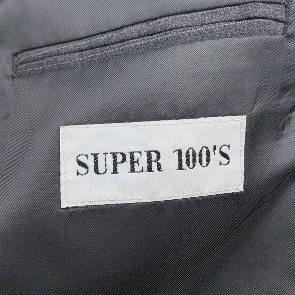 Linea Uomo Suit Men 40R 34Wx28L Gray Blue Pinstripe Super 100s Wool Classic‎ - Picture 11 of 16